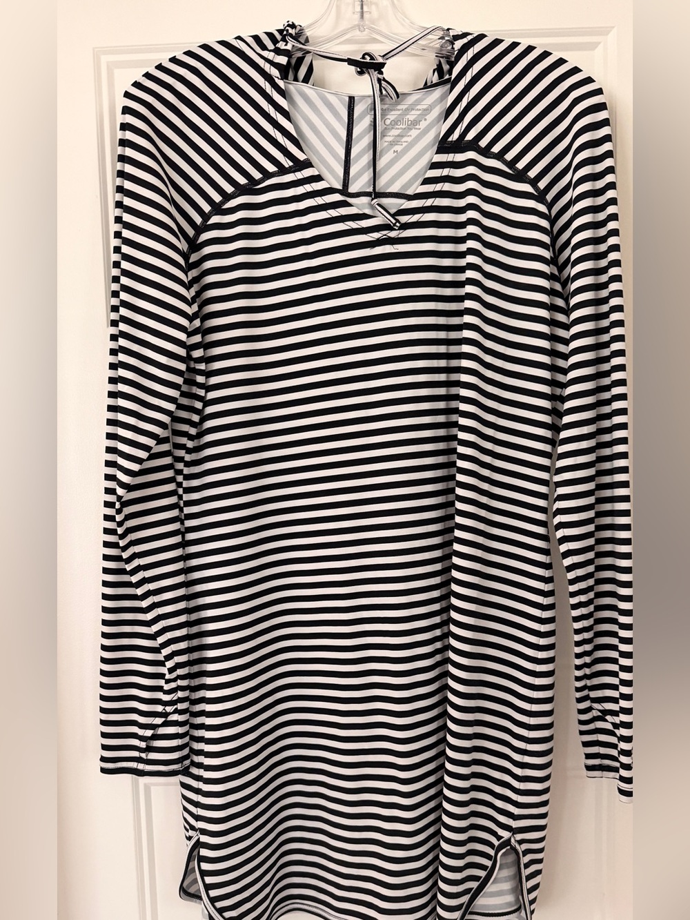 Coolibar Black and White Striped Long-Sleeve Sun Shirt